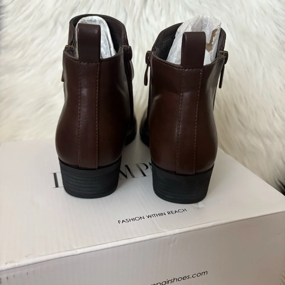 Dream Pairs Dark Brown Vegan Leather PU Ankle Boots